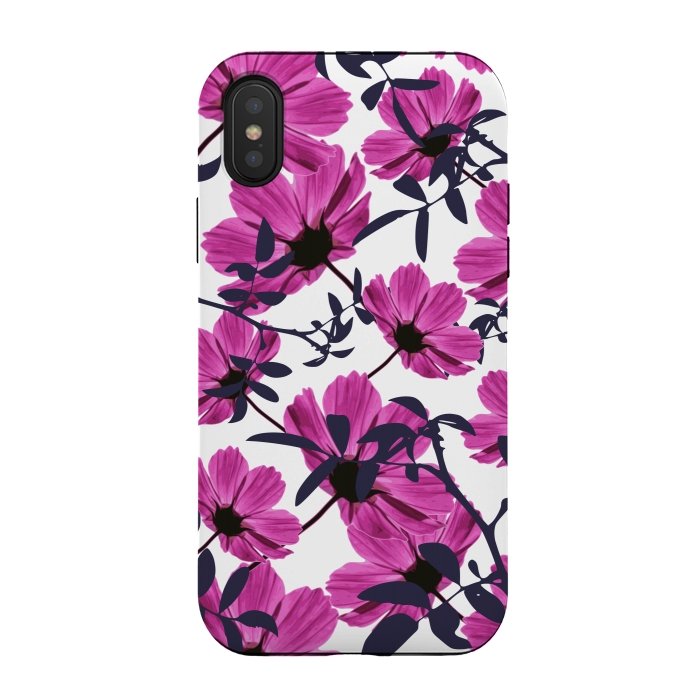 iPhone Xs / X StrongFit Floral Explorers  (White)  by Zala Farah
