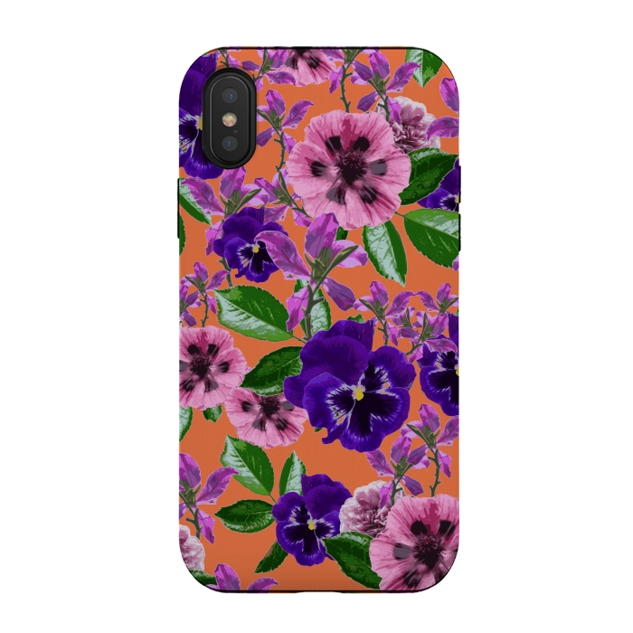 iPhone Xs / X StrongFit Orange Floral Garden by Zala Farah