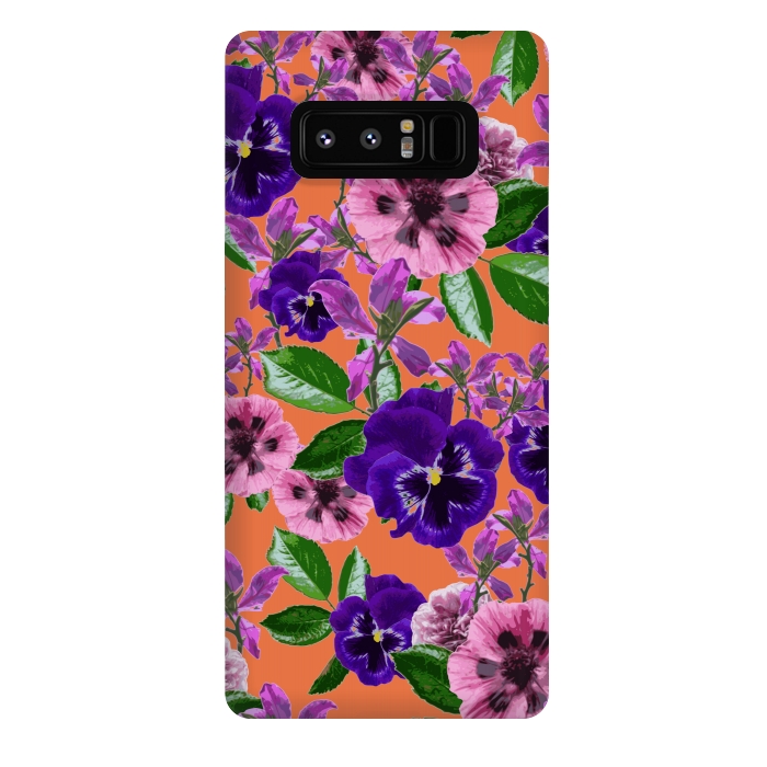 Galaxy Note 8 StrongFit Orange Floral Garden by Zala Farah