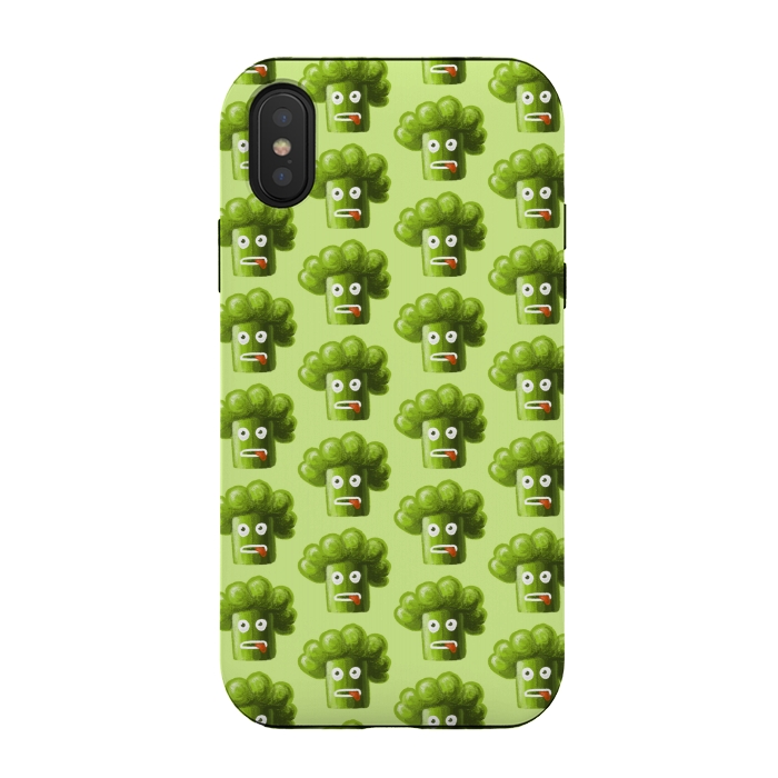 iPhone Xs / X StrongFit Funny Broccoli Pattern by Boriana Giormova