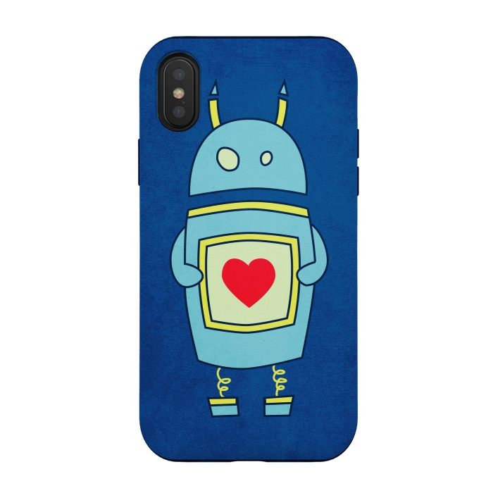 iPhone Xs / X StrongFit Clumsy Cute Robot With Heart by Boriana Giormova