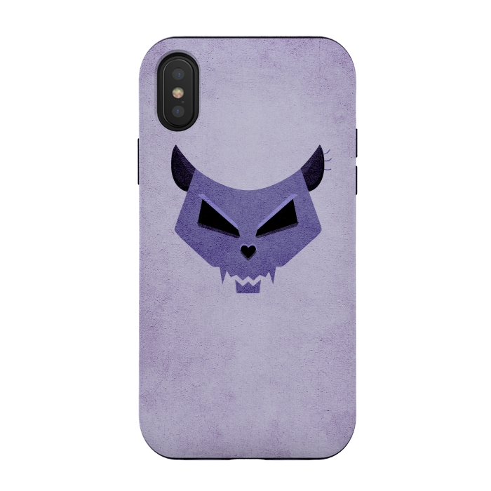 iPhone Xs / X StrongFit Purple Evil Cat Skull by Boriana Giormova