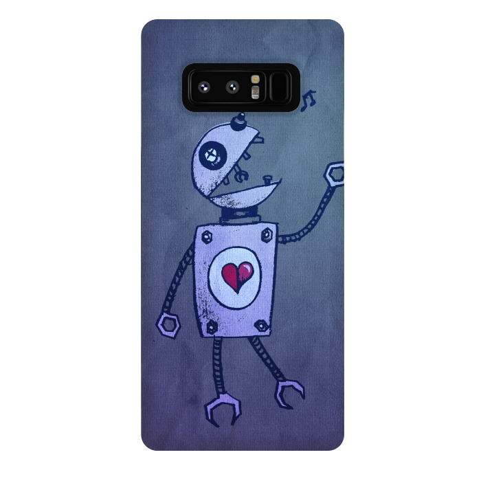 Galaxy Note 8 StrongFit Blue Happy Cartoon Singing Robot by Boriana Giormova