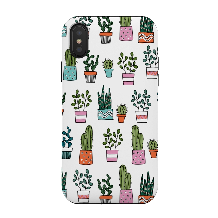 iPhone Xs / X StrongFit cacti in pots 2 by Laura Grant