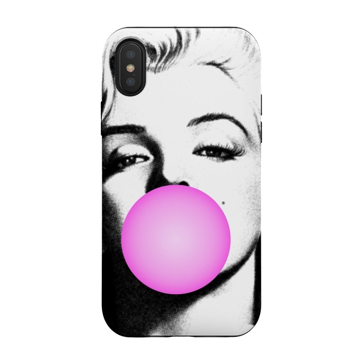 iPhone Xs / X StrongFit Marilyn Chewing Gum Bubble by Mitxel Gonzalez