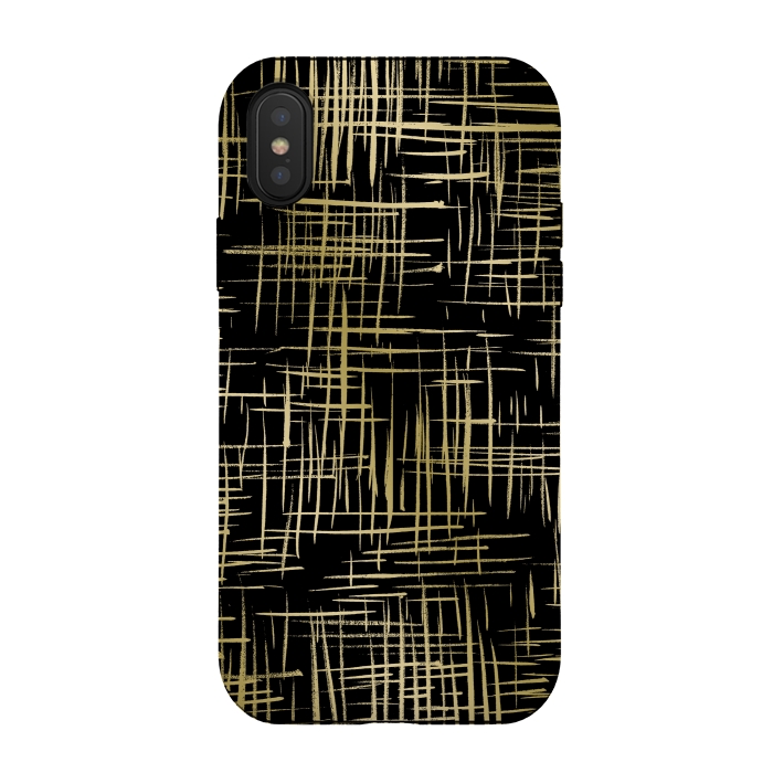iPhone Xs / X StrongFit Crosshatch Black by Caitlin Workman