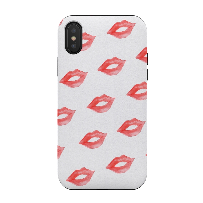 iPhone Xs / X StrongFit Lips Red by Caitlin Workman