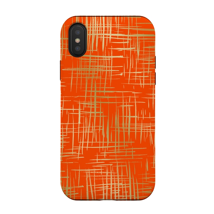 iPhone Xs / X StrongFit Crosshatch Red by Caitlin Workman
