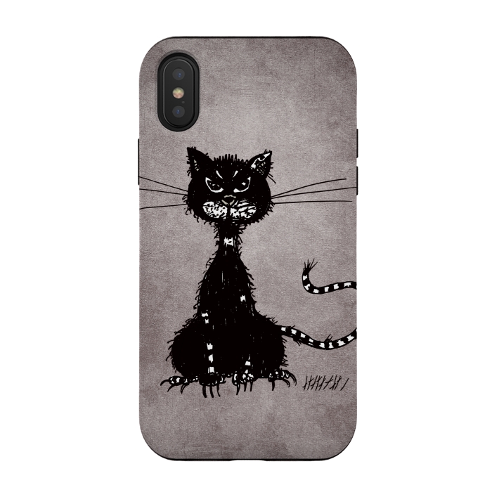 iPhone Xs / X StrongFit Ragged Evil Black Cat by Boriana Giormova