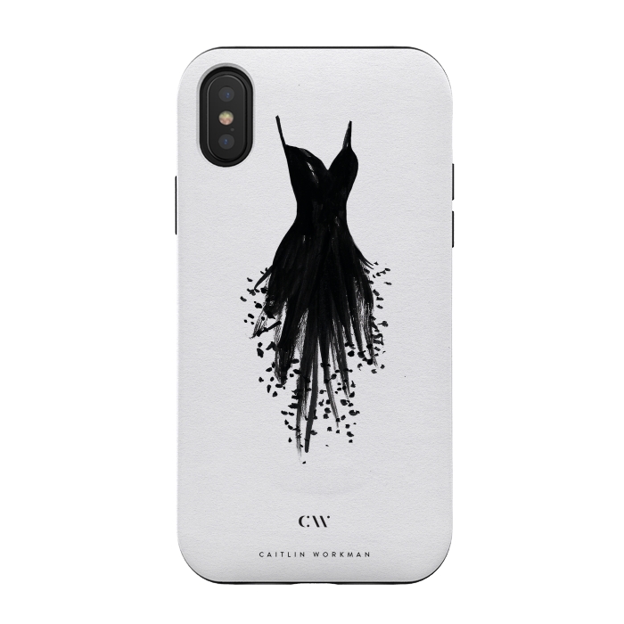 iPhone Xs / X StrongFit Little Black Fringe Dress by Caitlin Workman