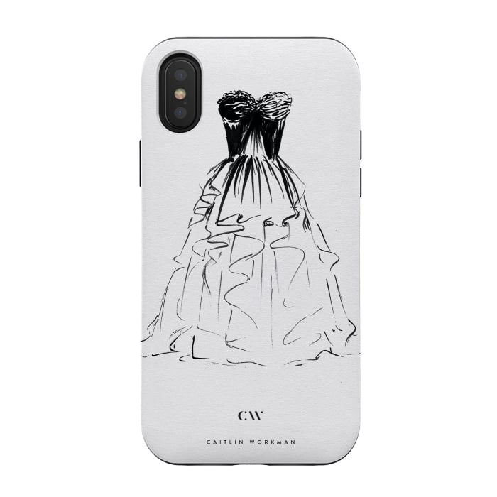 iPhone Xs / X StrongFit Little Black Ball Gown Dress by Caitlin Workman