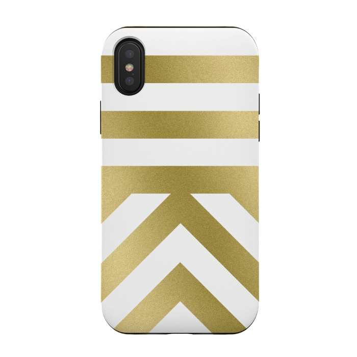 iPhone Xs / X StrongFit Gold Chevron Stripes by Caitlin Workman