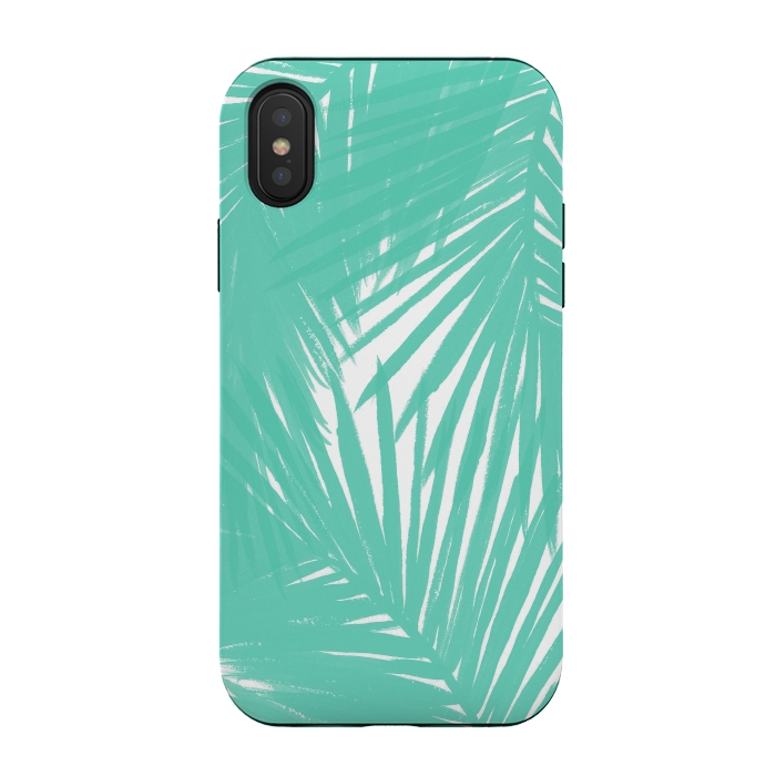 iPhone Xs / X StrongFit Palms Teal by Caitlin Workman