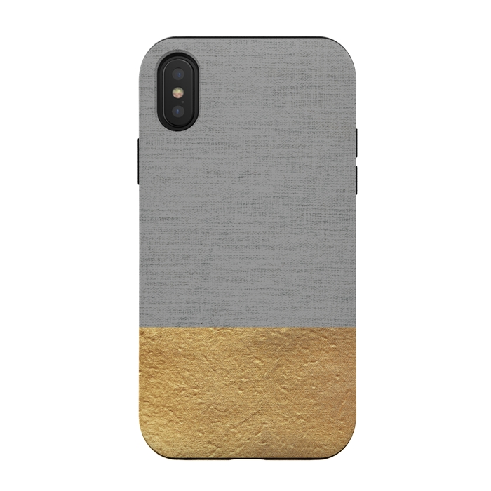 iPhone Xs / X StrongFit Color Blocked Gold and Grey by Caitlin Workman