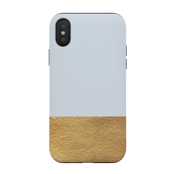 iPhone Xs / X StrongFit Color Block Light Blue and Gold by Caitlin Workman