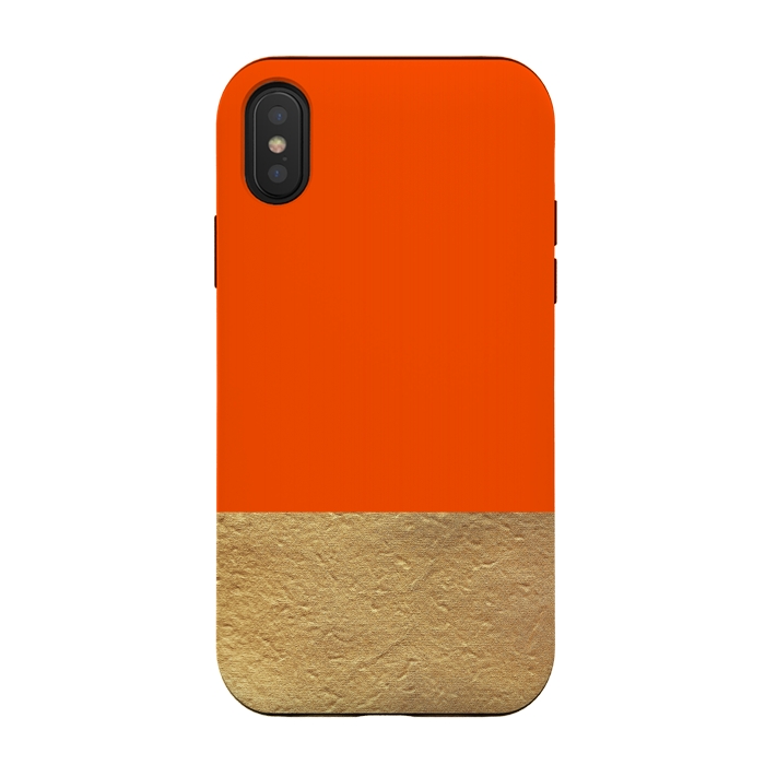 iPhone Xs / X StrongFit Color Block Red and Gold by Caitlin Workman