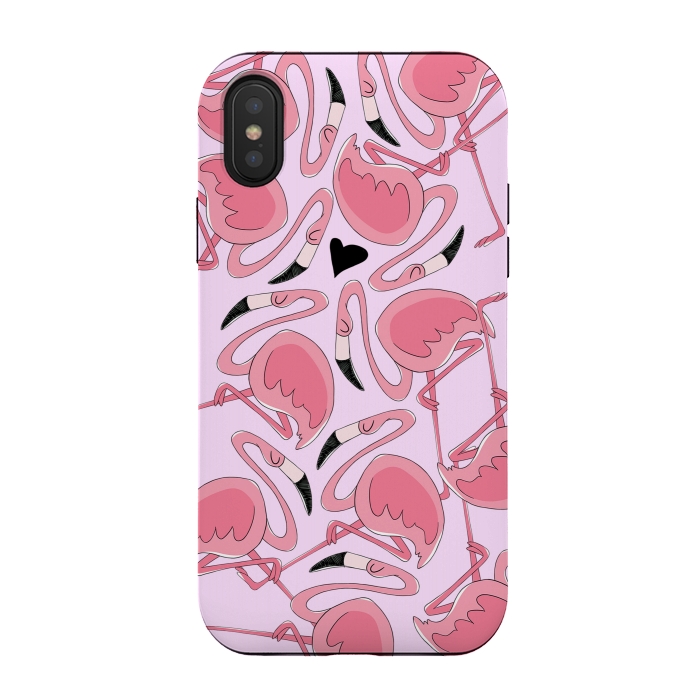 iPhone Xs / X StrongFit Flamingo Love by Alice De Marco