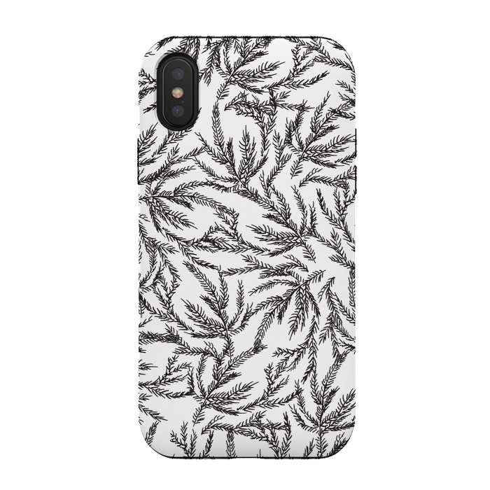 iPhone Xs / X StrongFit Black Coral Ferns by Caitlin Workman