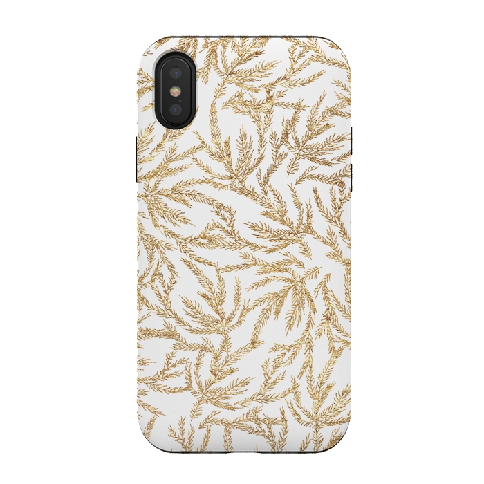 iPhone Xs / X StrongFit Gold Ferns by Caitlin Workman