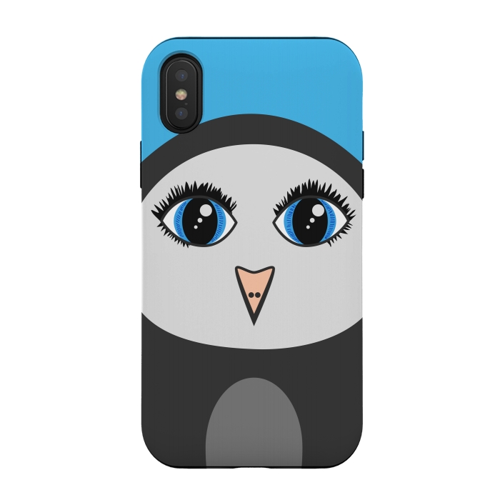 iPhone Xs / X StrongFit Cute Cartoon Geometric Penguin Face by Boriana Giormova