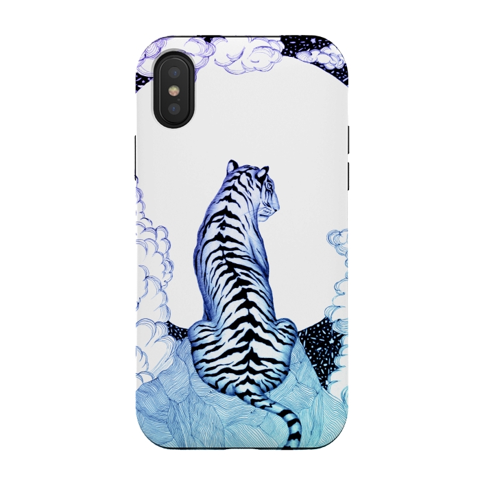 iPhone Xs / X StrongFit Ombre Tiger Moon by ECMazur 