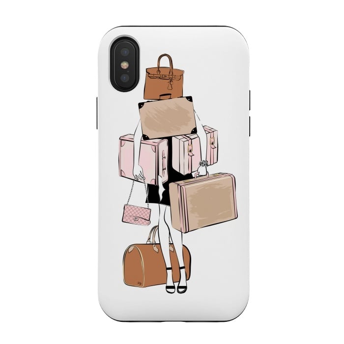 iPhone Xs / X StrongFit Woman with luggage by Martina
