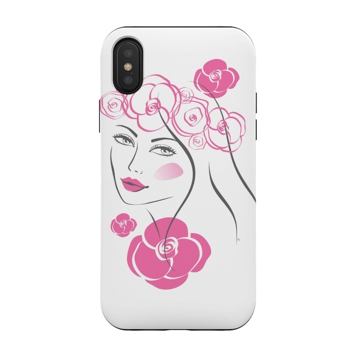 iPhone Xs / X StrongFit Pink Rose Lady by Martina