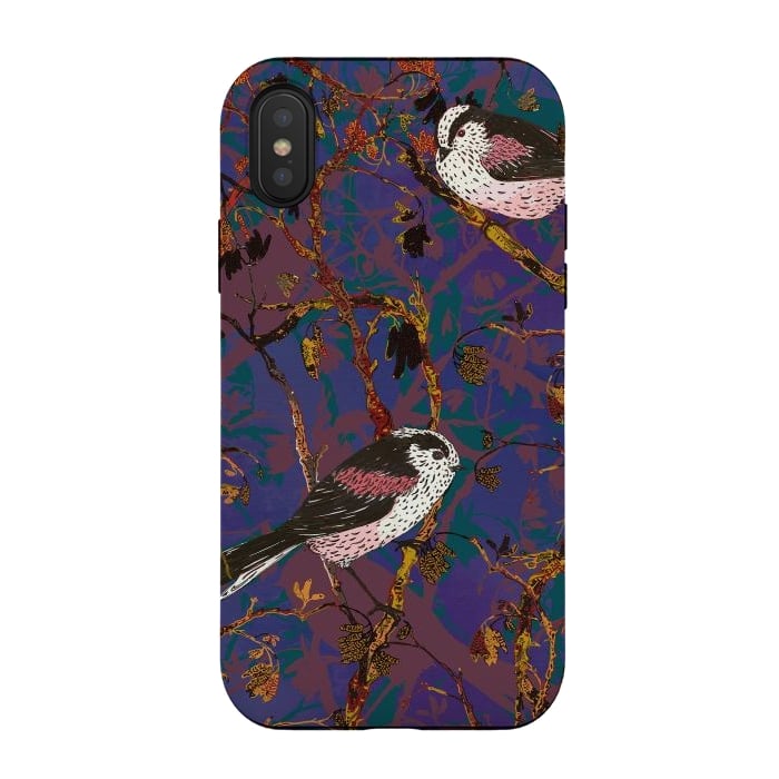 iPhone Xs / X StrongFit Long-tailed Tits by Lotti Brown