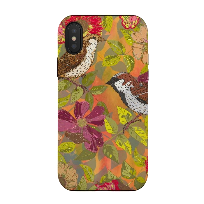 iPhone Xs / X StrongFit Sparrow and Wild Rose by Lotti Brown