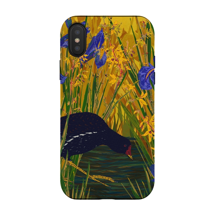iPhone Xs / X StrongFit Moorhen and Iris by Lotti Brown