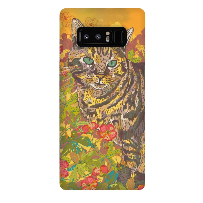 Galaxy Note 8 StrongFit Tabby Cat in Geraniums by Lotti Brown