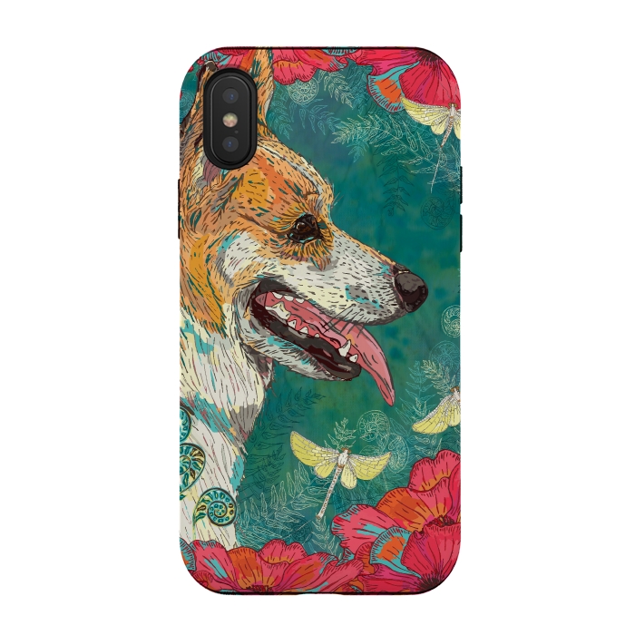 iPhone Xs / X StrongFit Corgi and Fairies by Lotti Brown