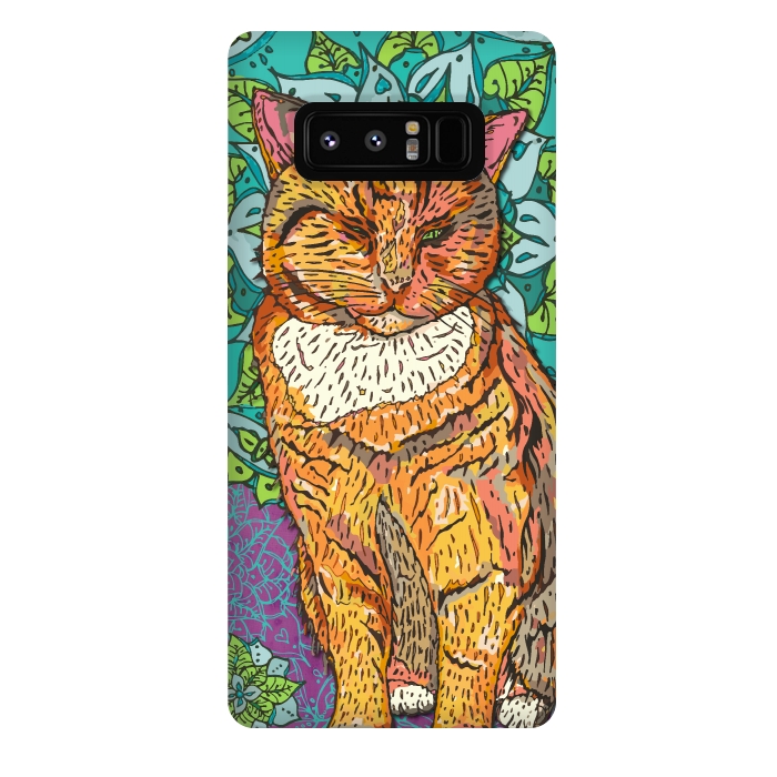 Galaxy Note 8 StrongFit Mandala Cat by Lotti Brown