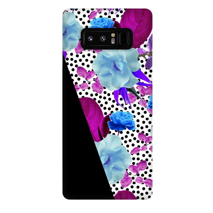 Galaxy Note 8 StrongFit Dark Polka Florals (Blue-Purple) by Zala Farah