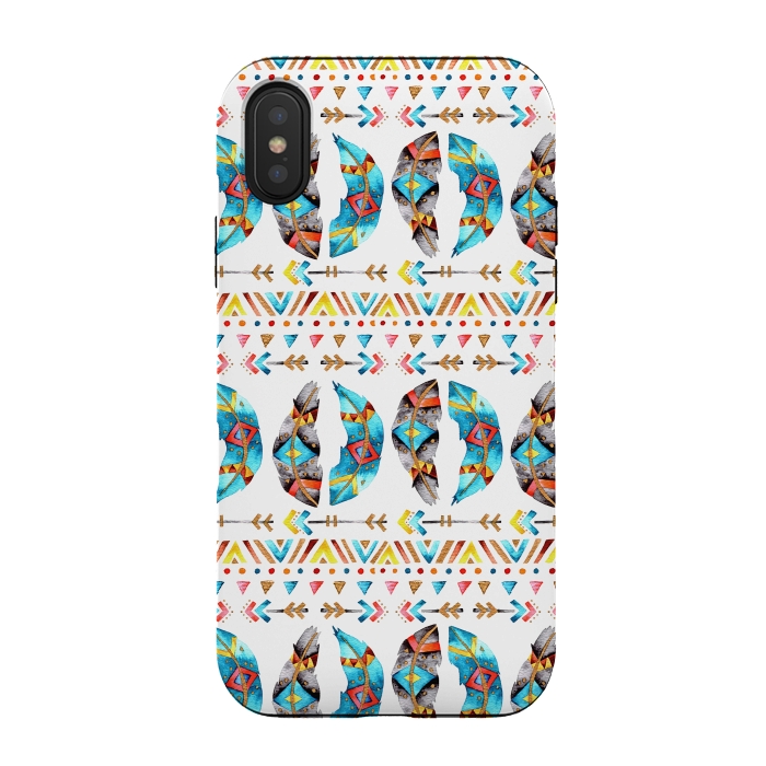 iPhone Xs / X StrongFit Feathers and Arrows by Pom Graphic Design