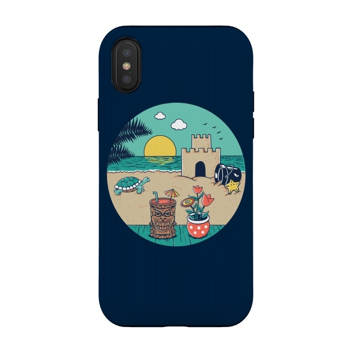 iPhone Xs / X StrongFit Video game beach by Coffee Man