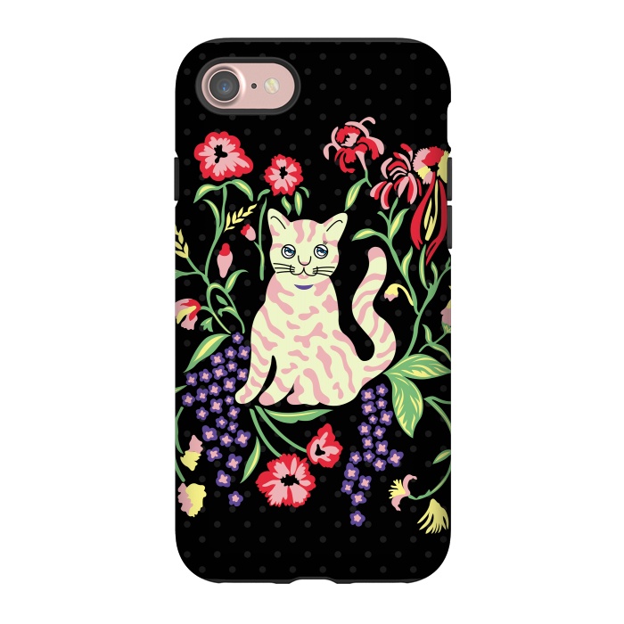 iPhone 7 StrongFit Cutie Cat with Flowers by Michael Cheung