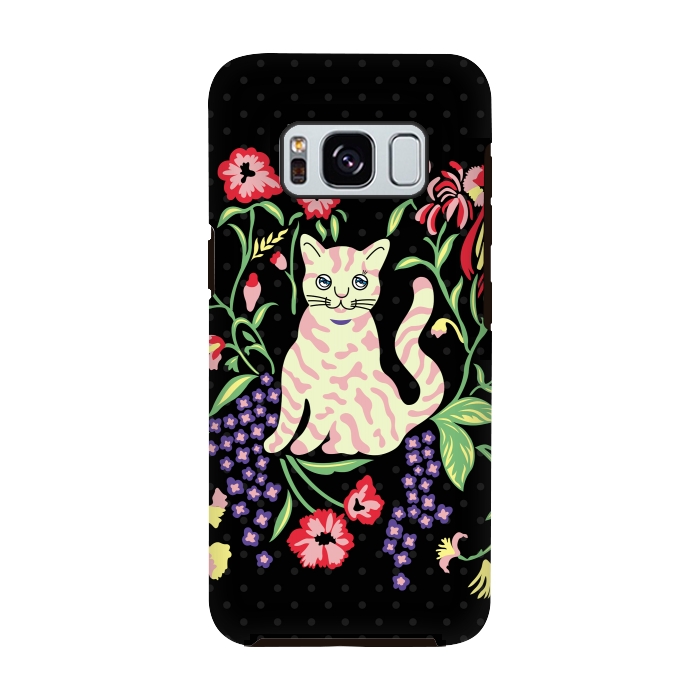Galaxy S8 StrongFit Cutie Cat with Flowers by Michael Cheung
