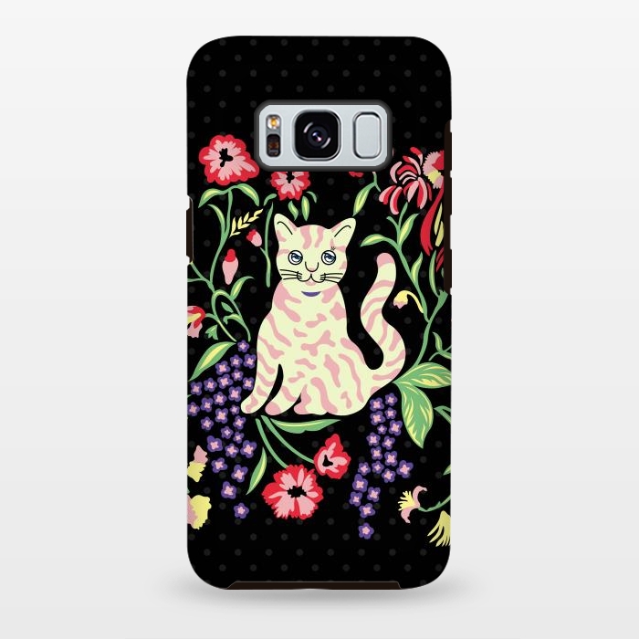 Galaxy S8 plus StrongFit Cutie Cat with Flowers by Michael Cheung
