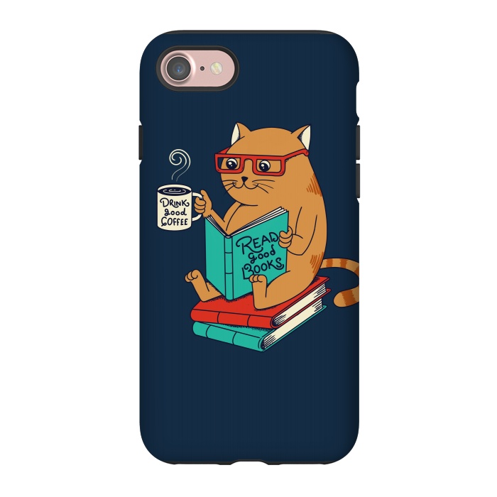 iPhone 7 StrongFit Cat drink good coffee read good books by Coffee Man