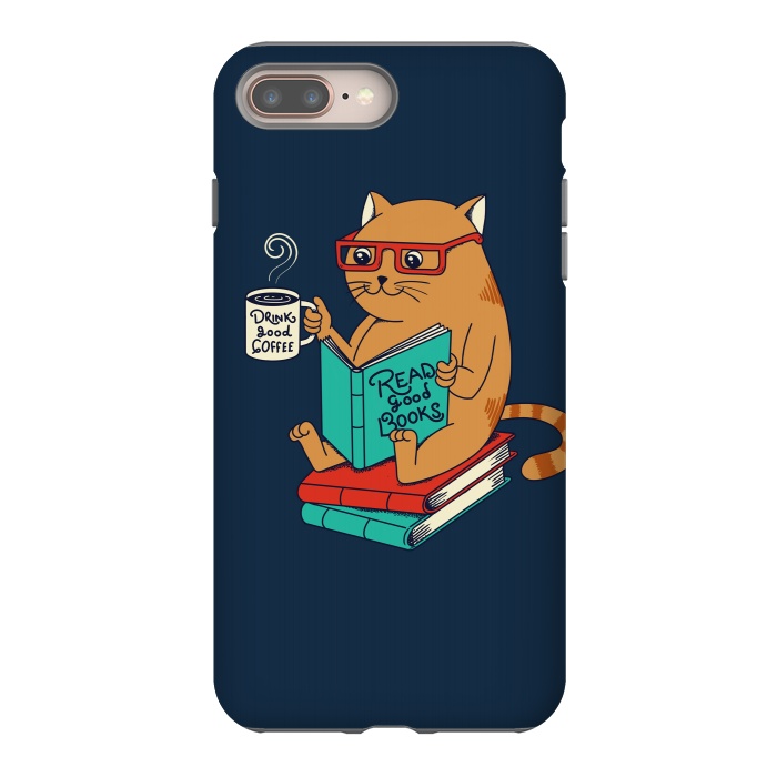 iPhone 7 plus StrongFit Cat drink good coffee read good books by Coffee Man