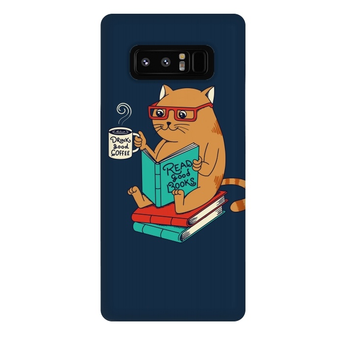 Galaxy Note 8 StrongFit Cat drink good coffee read good books by Coffee Man