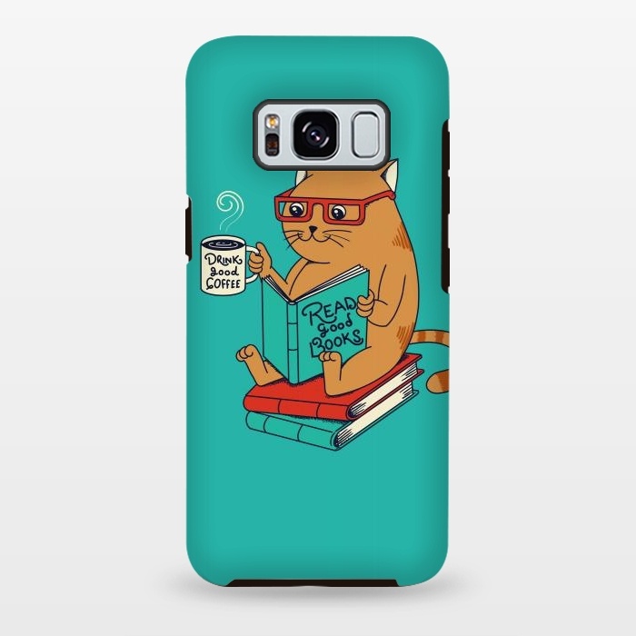 Galaxy S8 plus StrongFit Cat coffee and books by Coffee Man