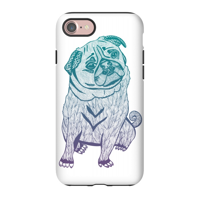 iPhone 7 StrongFit Duotone pug by Pom Graphic Design
