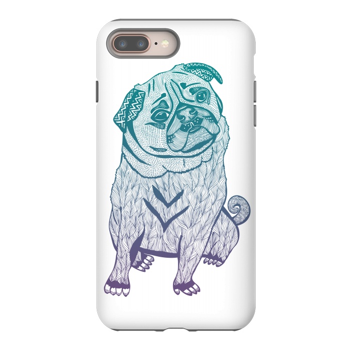 iPhone 7 plus StrongFit Duotone pug by Pom Graphic Design