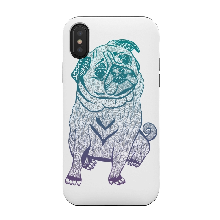iPhone Xs / X StrongFit Duotone pug by Pom Graphic Design