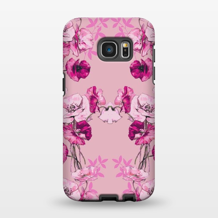 Galaxy S7 EDGE StrongFit Dramatic Florals (Pink) by Zala Farah