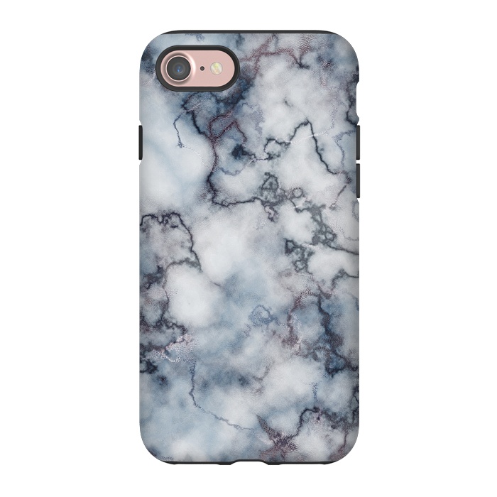 iPhone 7 StrongFit Blue and Silver Veined Marble by CatJello