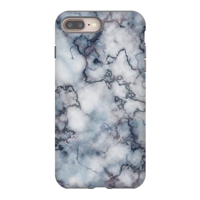 iPhone 7 plus StrongFit Blue and Silver Veined Marble by CatJello