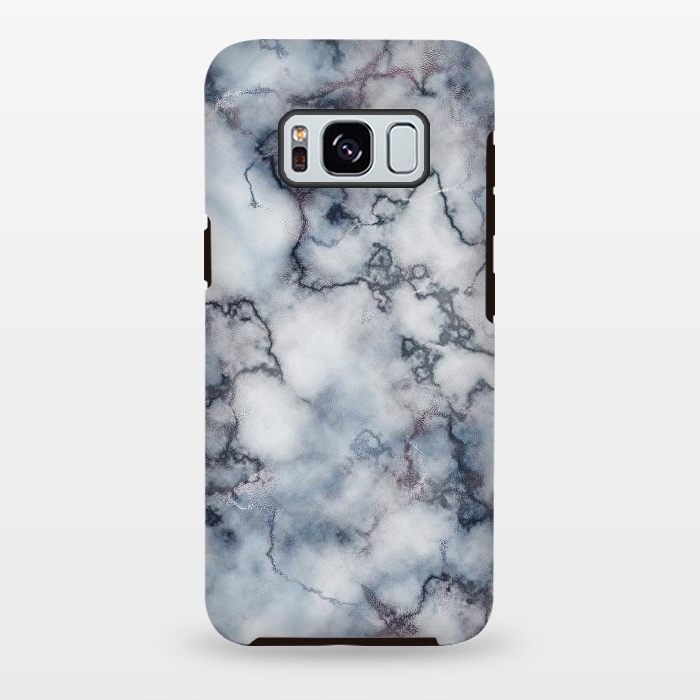 Galaxy S8 plus StrongFit Blue and Silver Veined Marble by CatJello
